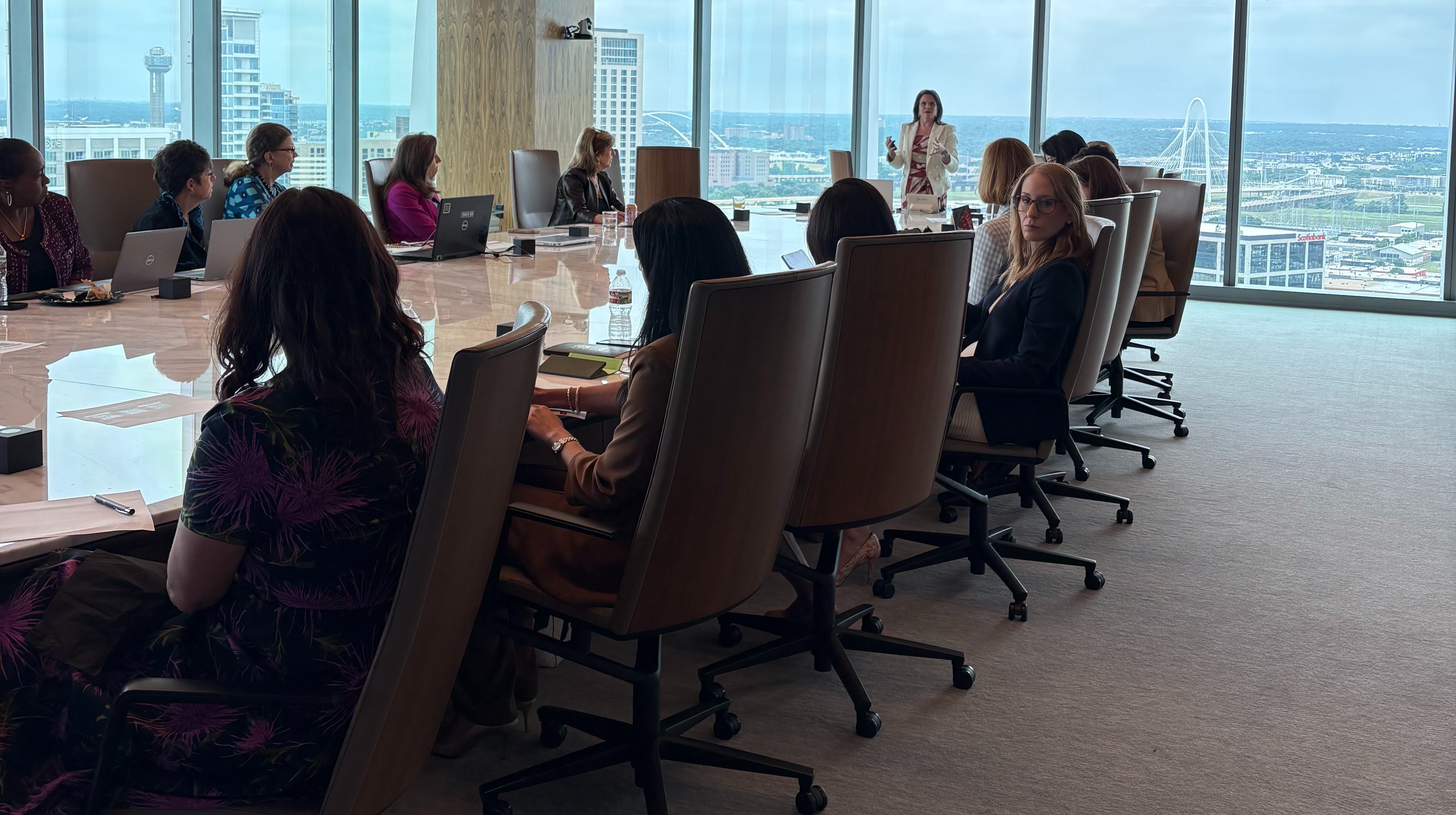 A board session in a corporate boardroom
