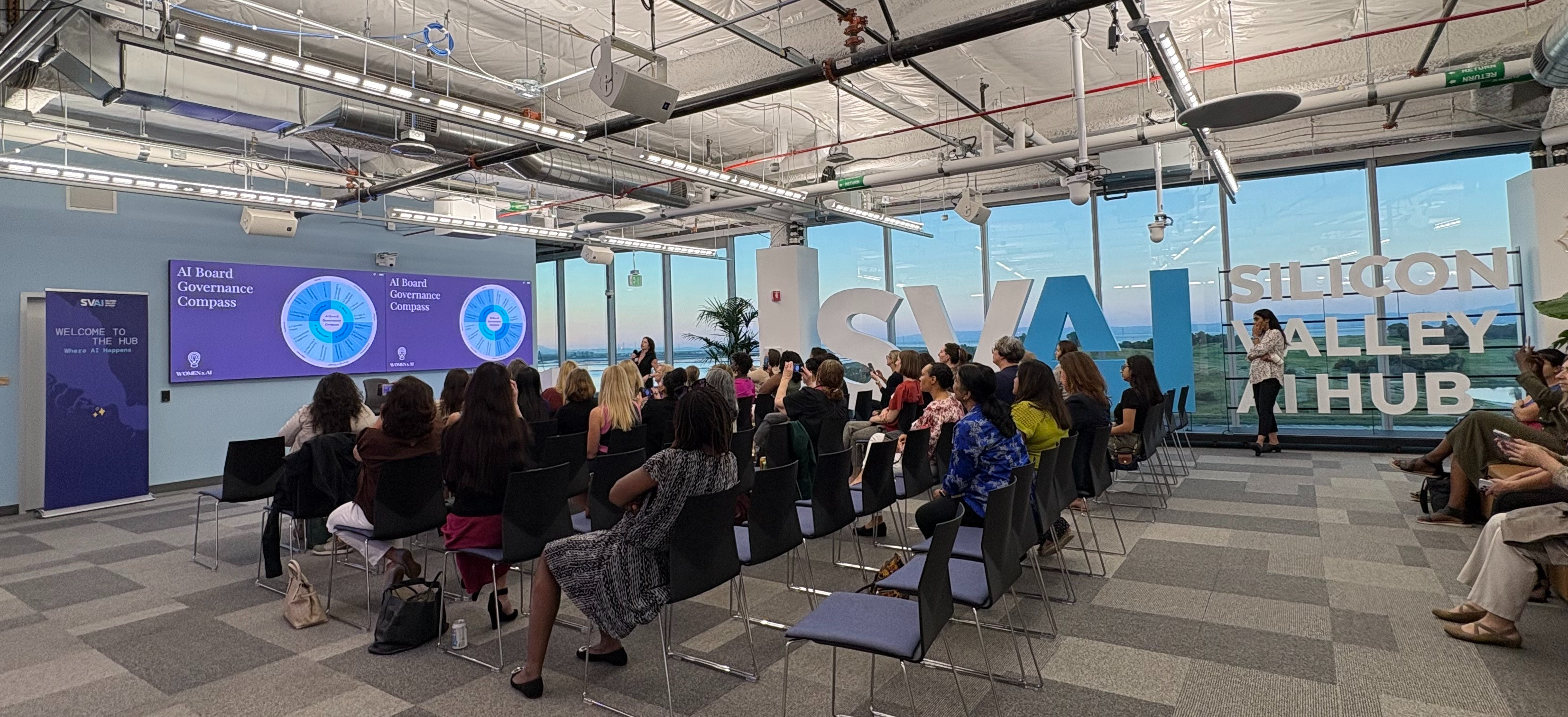 The AI Board Governance Compass presented to a full room at Silicon Valley AI Hub